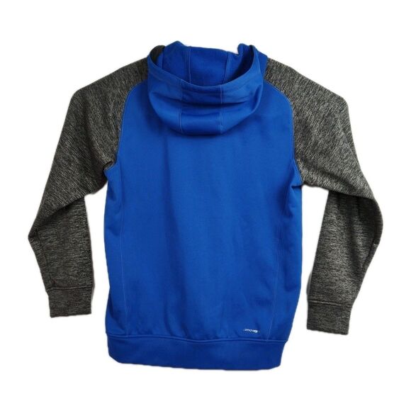 Adidas Full-Zip Hooded Sweatshirt Men's Size Medium Royal Blue Long Gray Sleeves - Picture 2 of 8